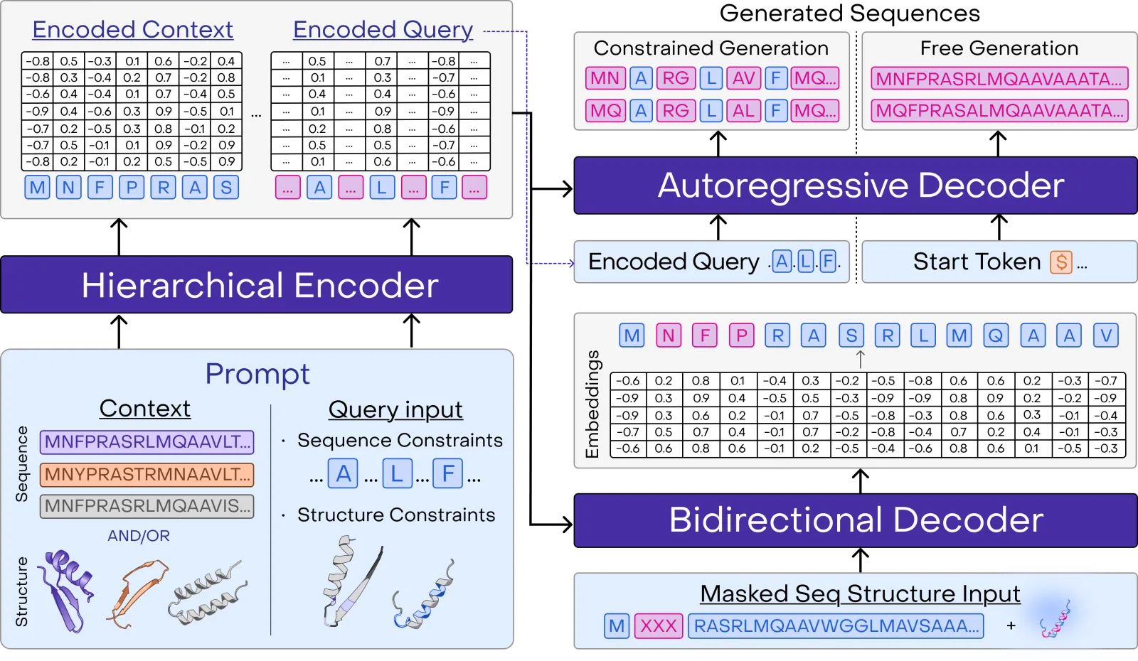 PoET-2 multimodal architecture diagram showing hierarchical encoder and bidirectional decoder components